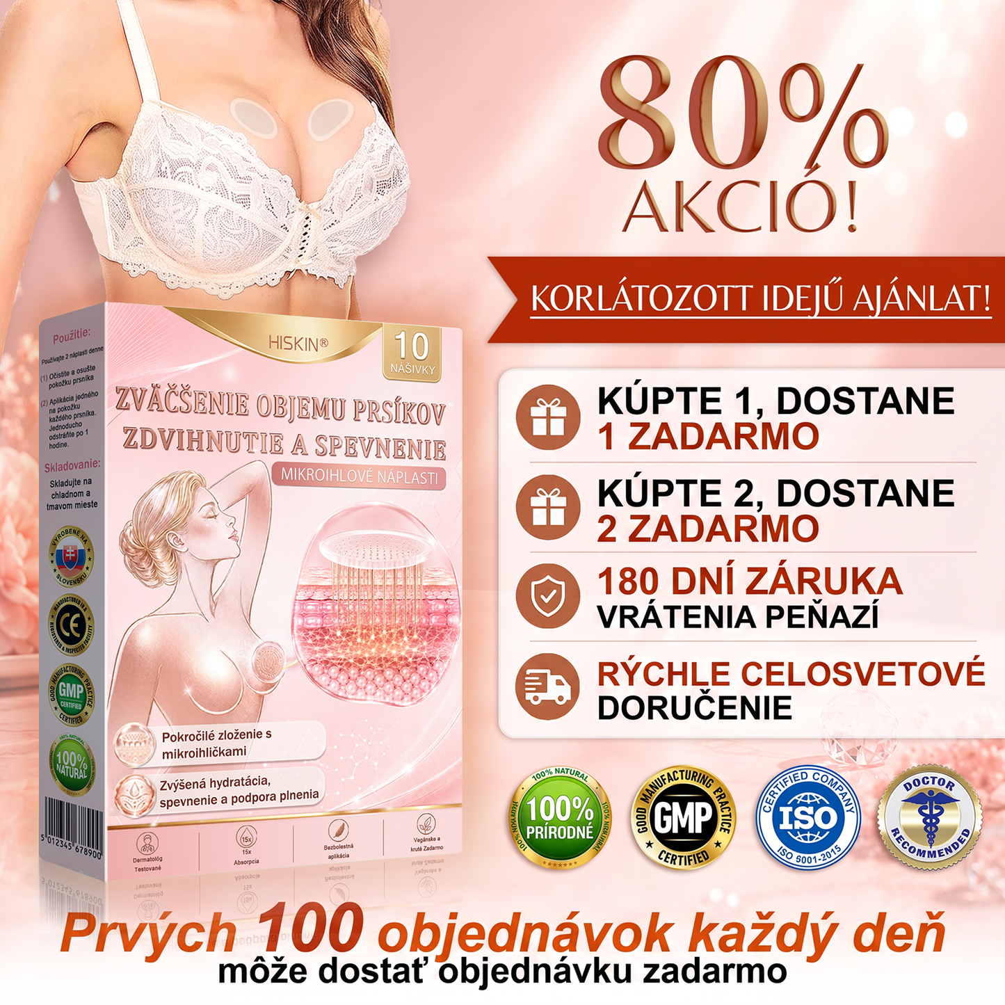 💦HISKIN® Náplasti s mikroihličkami na zväčšenie objemu, spevnenie a lifting poprsia