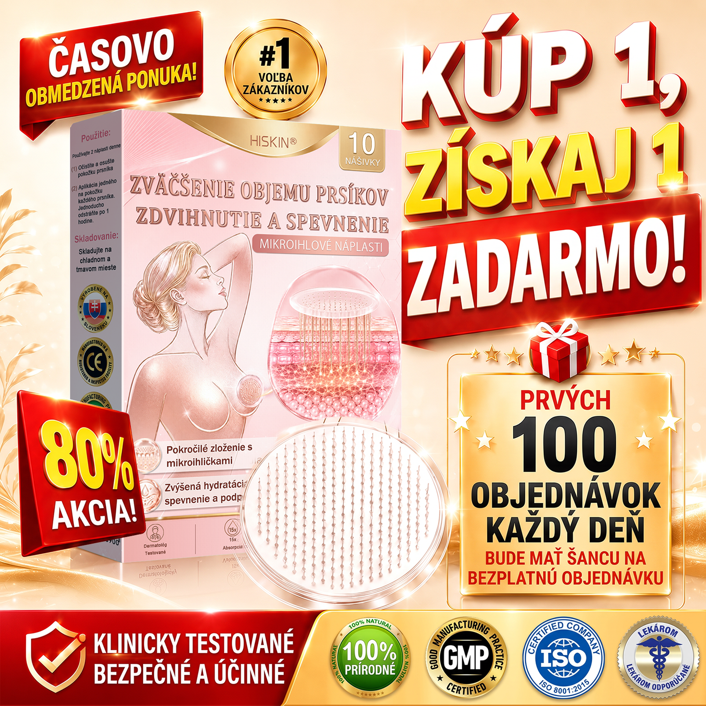 💦HISKIN® Náplasti s mikroihličkami na zväčšenie objemu, spevnenie a lifting poprsia