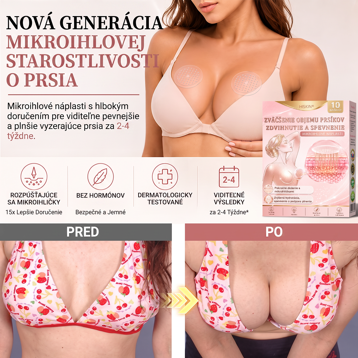 💦HISKIN® Náplasti s mikroihličkami na zväčšenie objemu, spevnenie a lifting poprsia