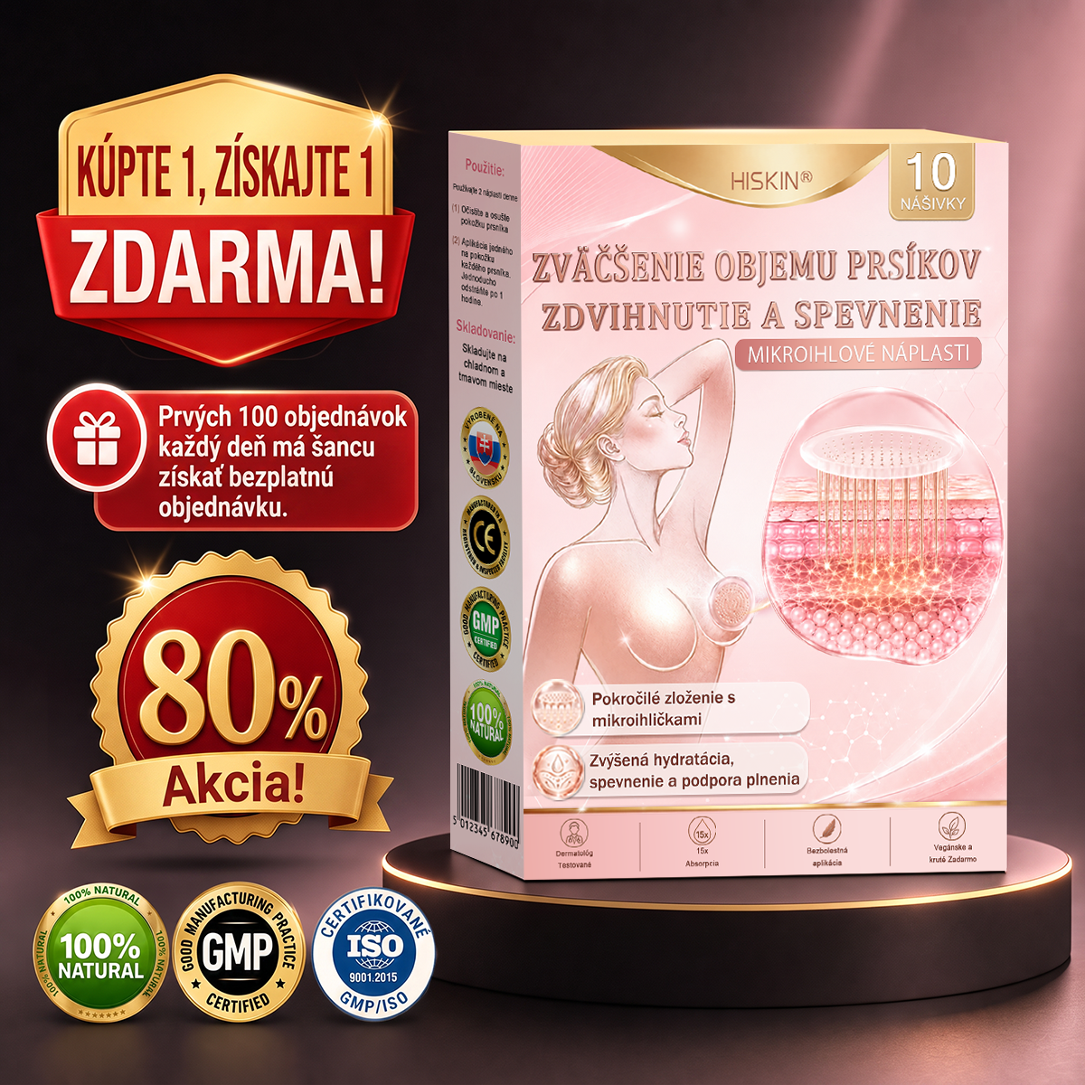 💦HISKIN® Náplasti s mikroihličkami na zväčšenie objemu, spevnenie a lifting poprsia